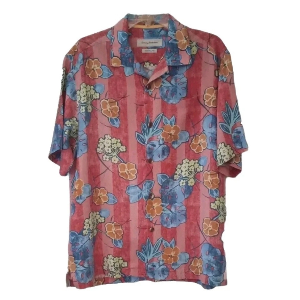 Tommy Bahama Mens Size M Original Fit Short Sleeve 100% Silk Camp Shirt Hawaiian